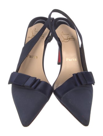 Christian Louboutin Satin Bow Accents Slingback Pumps