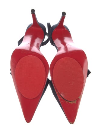 Christian Louboutin Satin Bow Accents Slingback Pumps