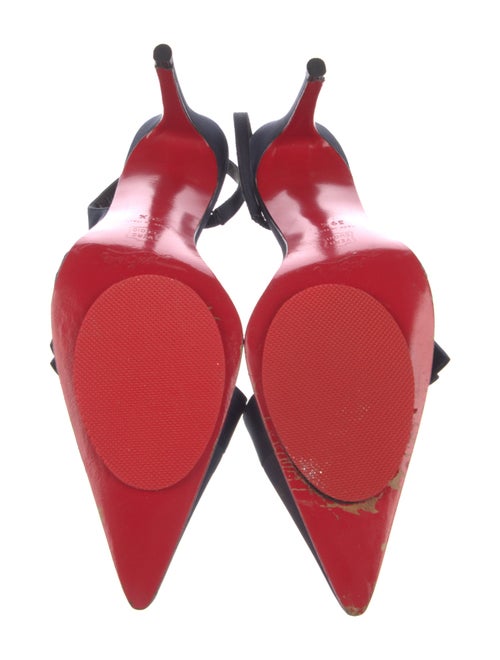 Christian Louboutin Satin Bow Accents Slingback Pumps