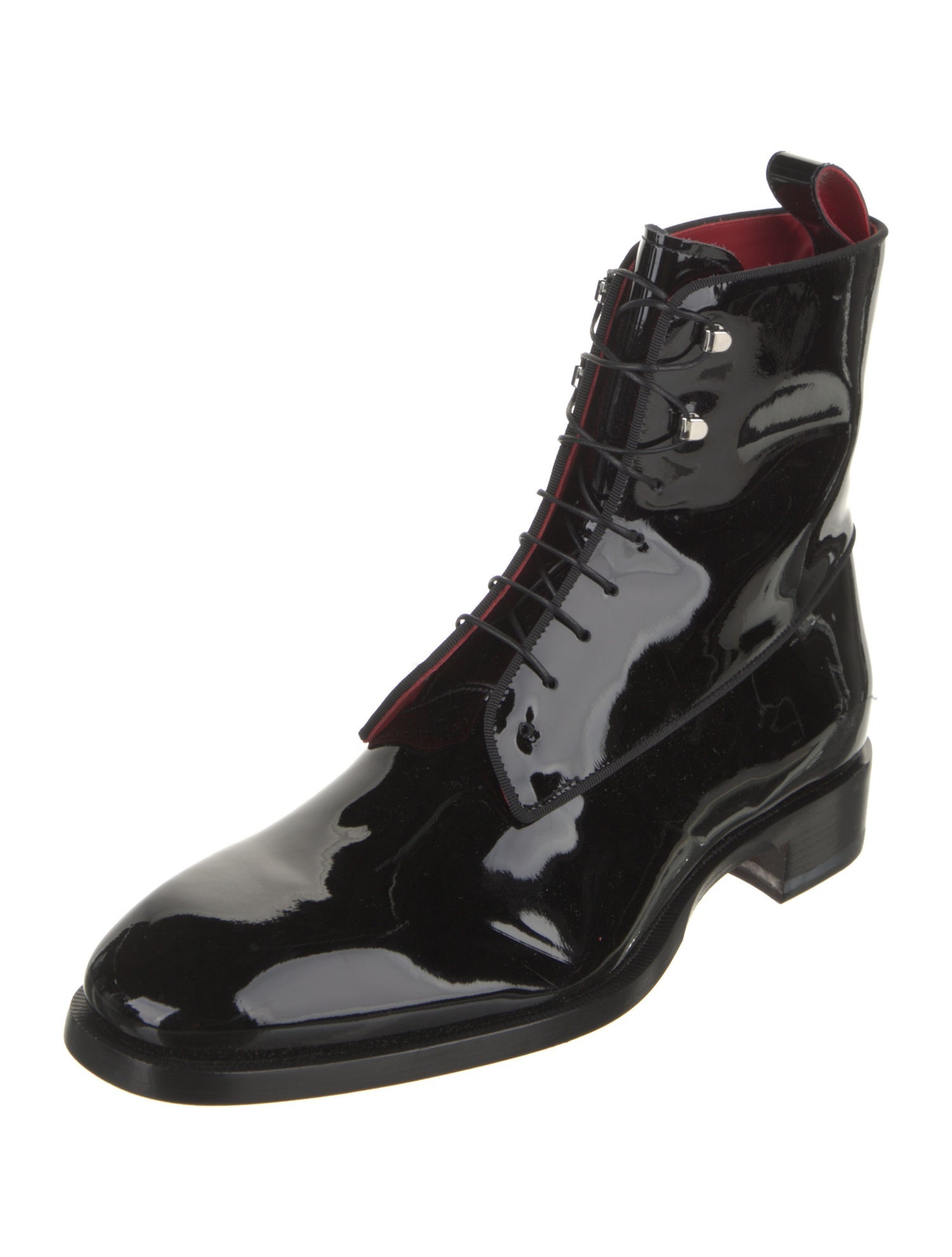 Christian Louboutin Patent Leather Lace-Up Boots