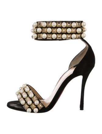 Christian Louboutin Suede Studded Accents Sandals