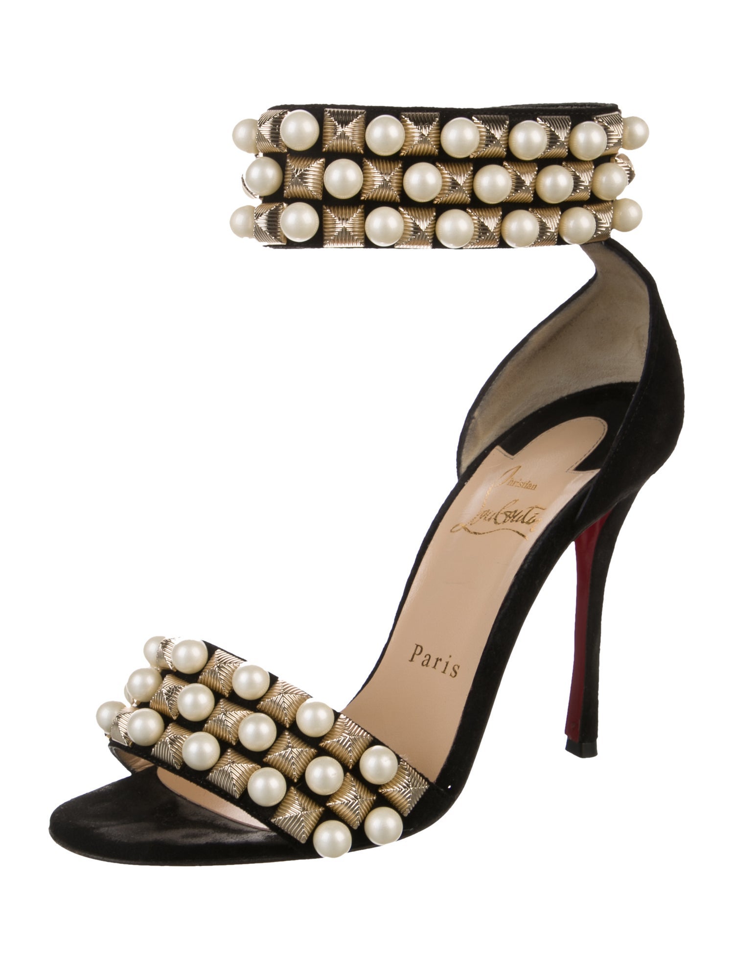 Christian Louboutin Suede Studded Accents Sandals