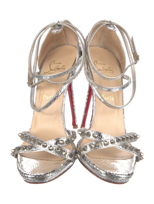 Christian Louboutin Spike Accents Snakeskin Sandals