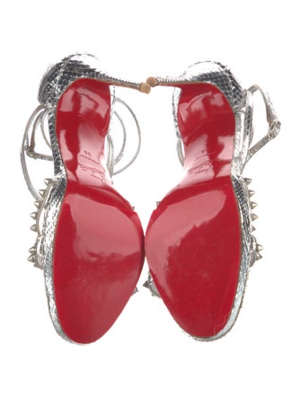 Christian Louboutin Spike Accents Snakeskin Sandals