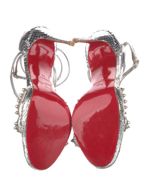 Christian Louboutin Spike Accents Snakeskin Sandals