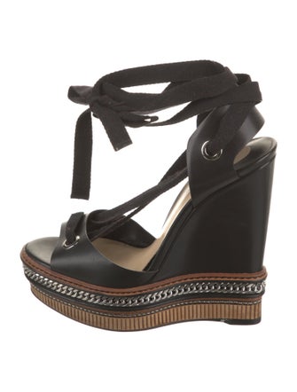 Christian Louboutin Chain-Link Accent Leather T-Strap Sandals