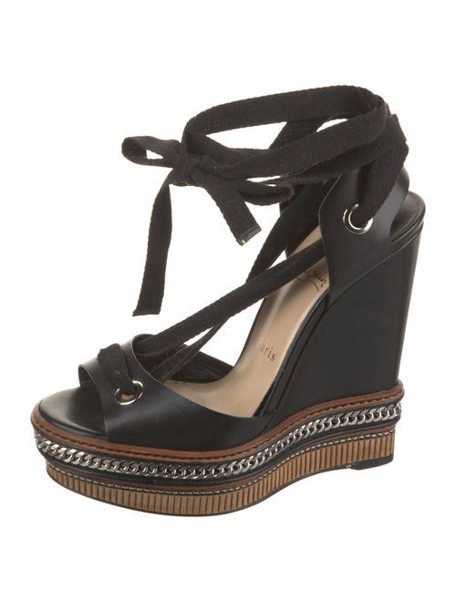 Christian Louboutin Chain-Link Accent Leather T-Strap Sandals