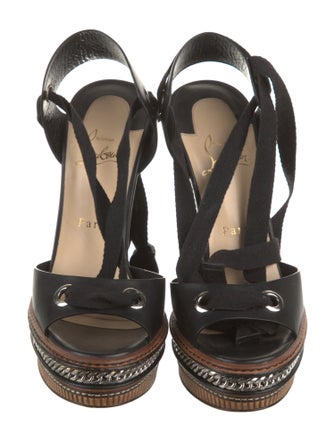Christian Louboutin Chain-Link Accent Leather T-Strap Sandals