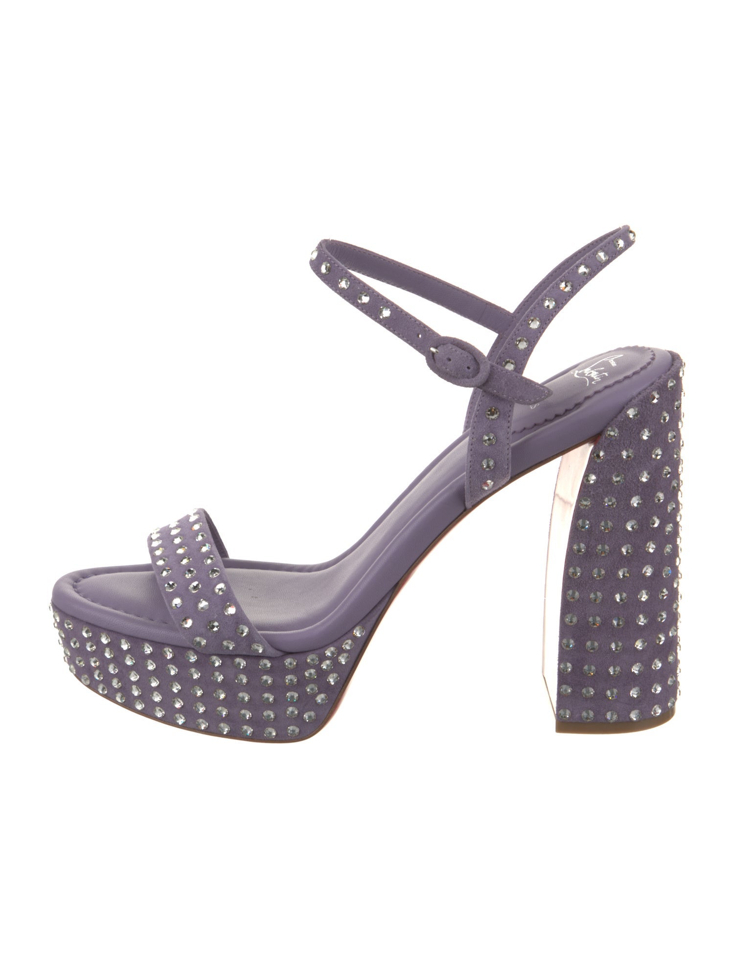 Christian Louboutin Suede Crystal Embellishments Slingback Sandals