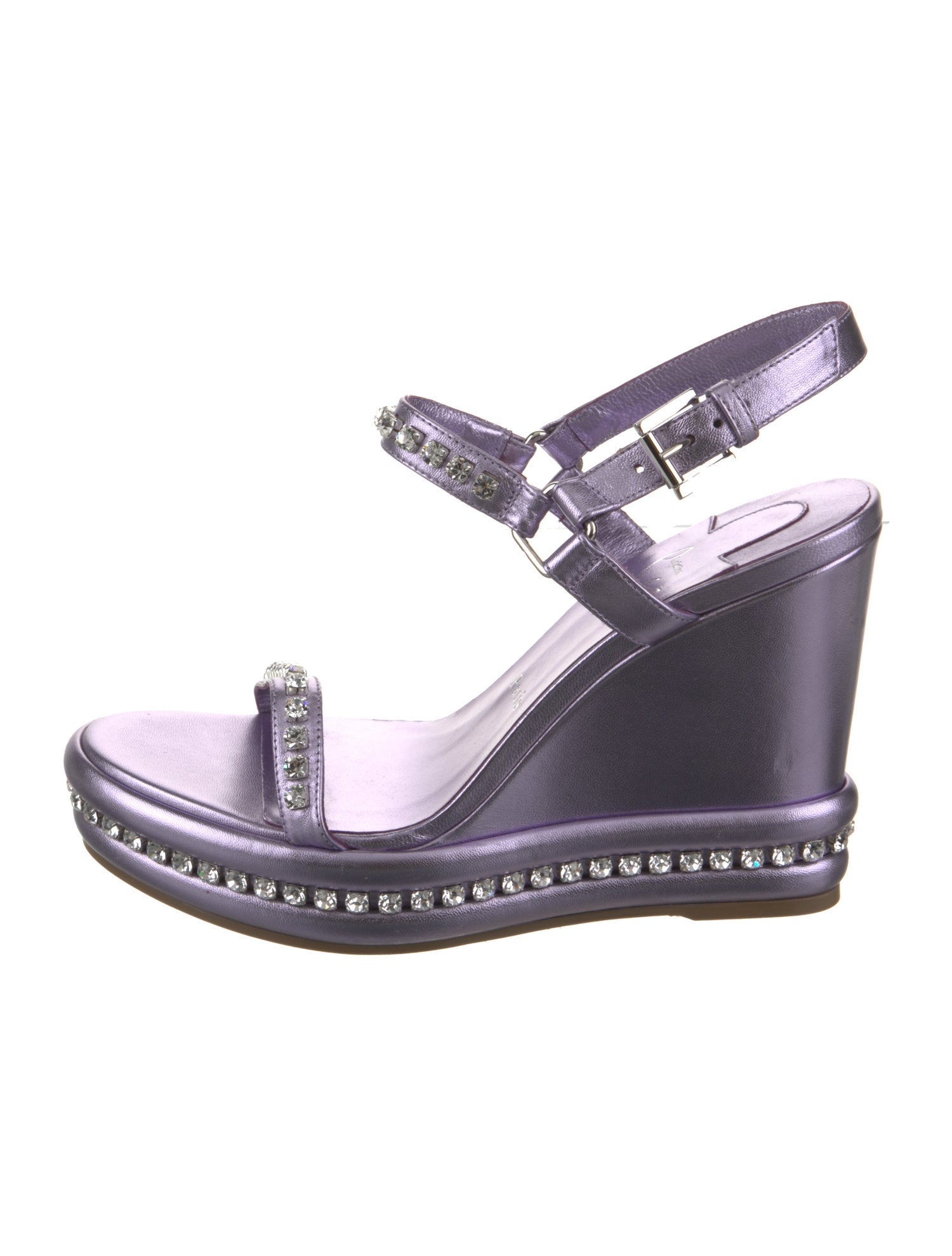 Christian Louboutin Leather Crystal Embellishments Slingback Sandals