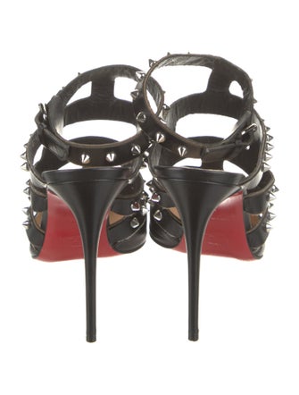 Christian Louboutin Spike Accents Leather Slingback Pumps