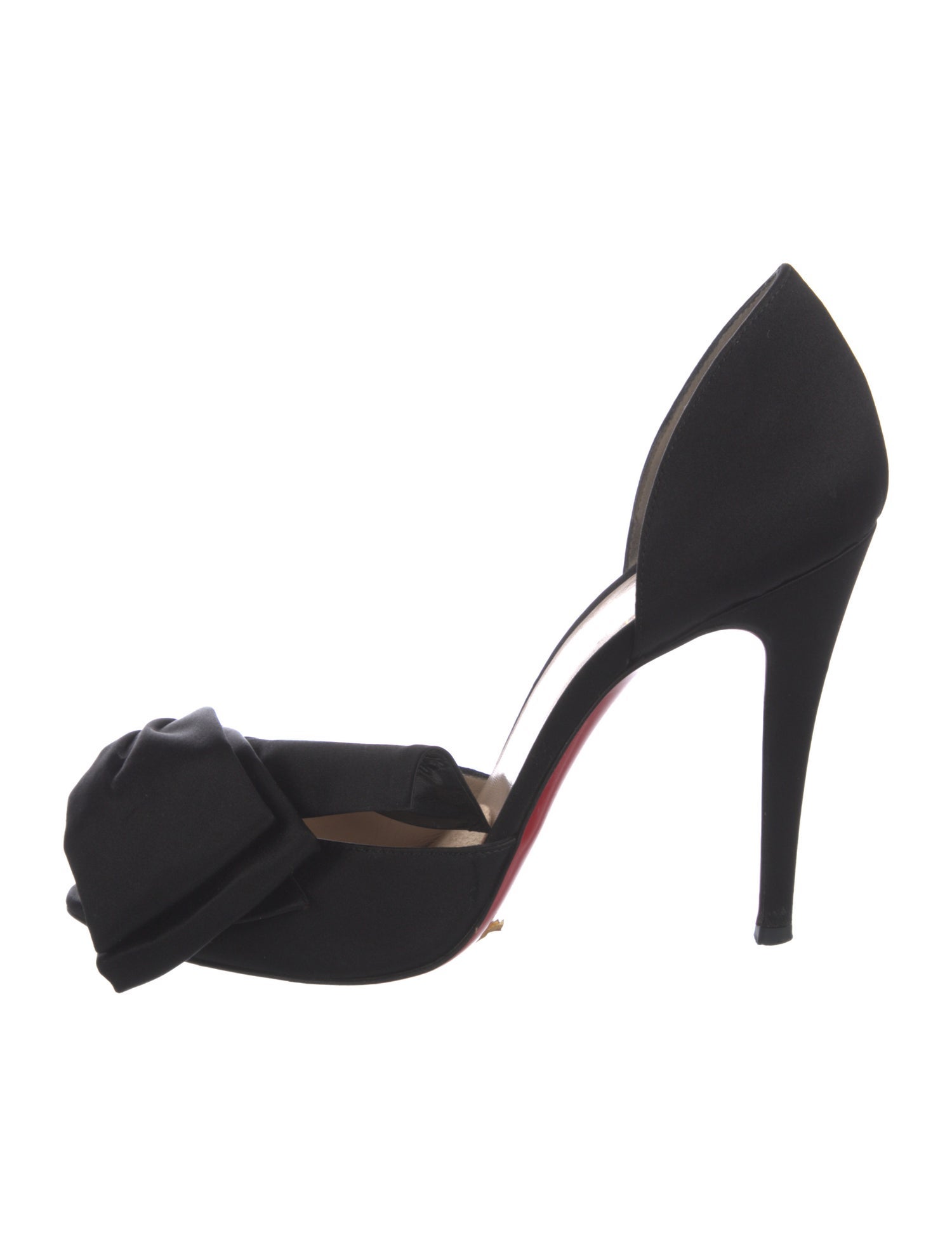 Christian Louboutin Satin Bow Accents D'Orsay Pumps