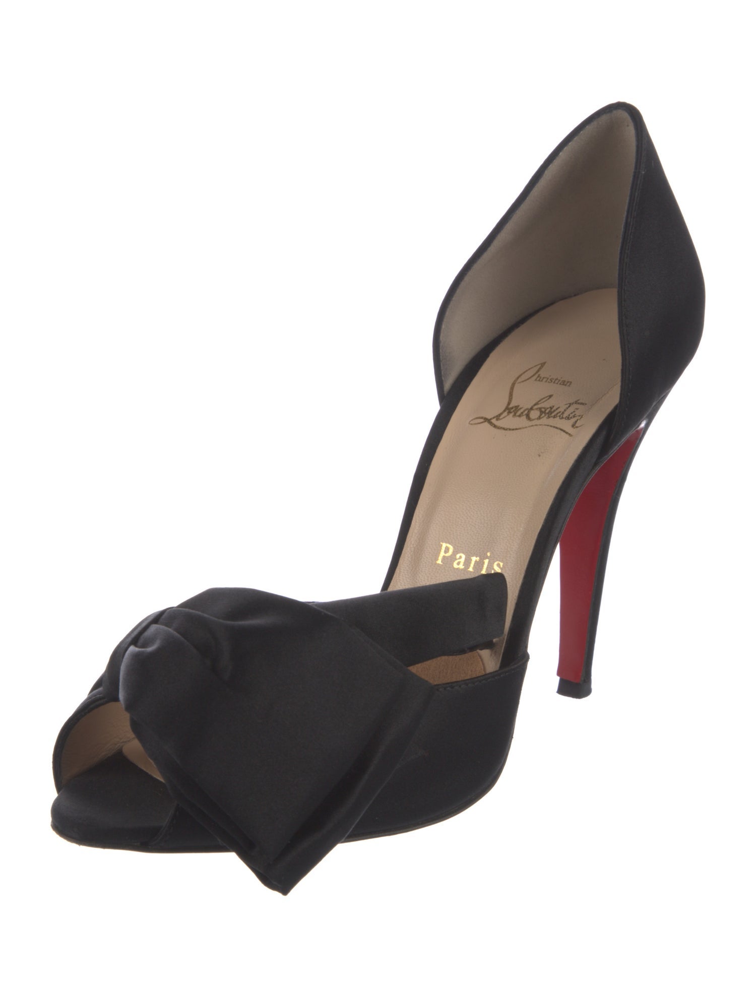 Christian Louboutin Satin Bow Accents D'Orsay Pumps