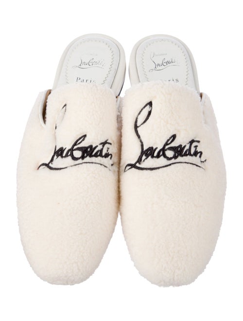 Christian Louboutin Shearling Embroidered Accent Mules