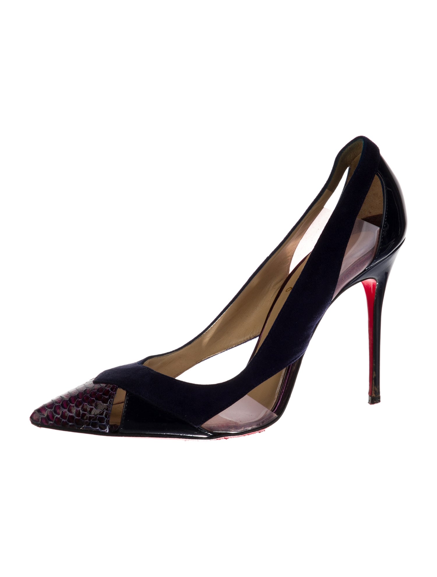 Christian Louboutin Suede Cutout Accent D'Orsay Pumps