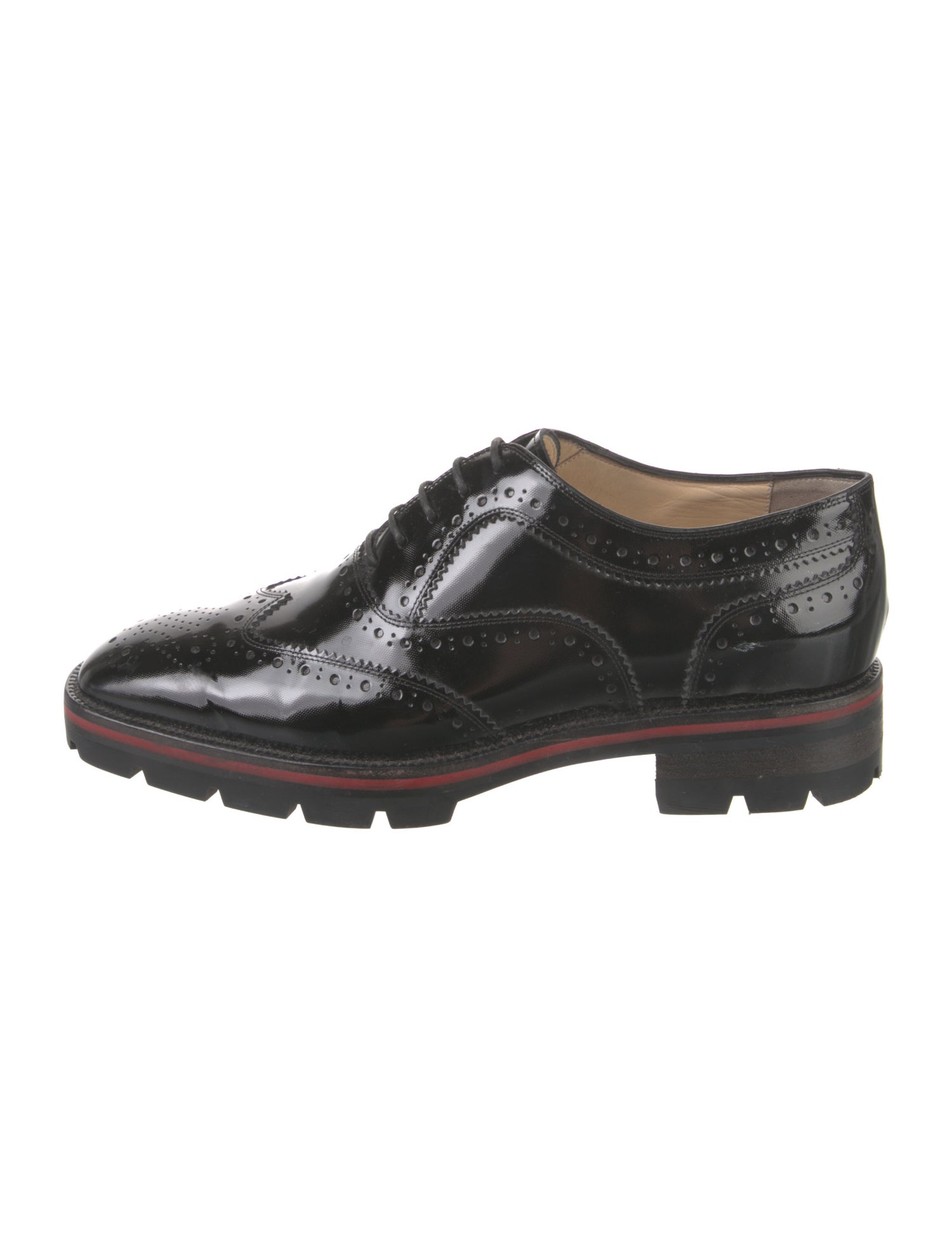 Christian Louboutin Patent Leather Eyelet Trim Oxfords