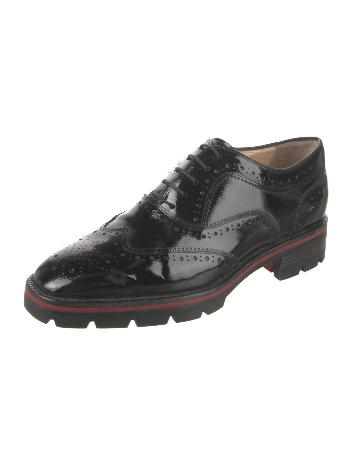 Christian Louboutin Patent Leather Eyelet Trim Oxfords