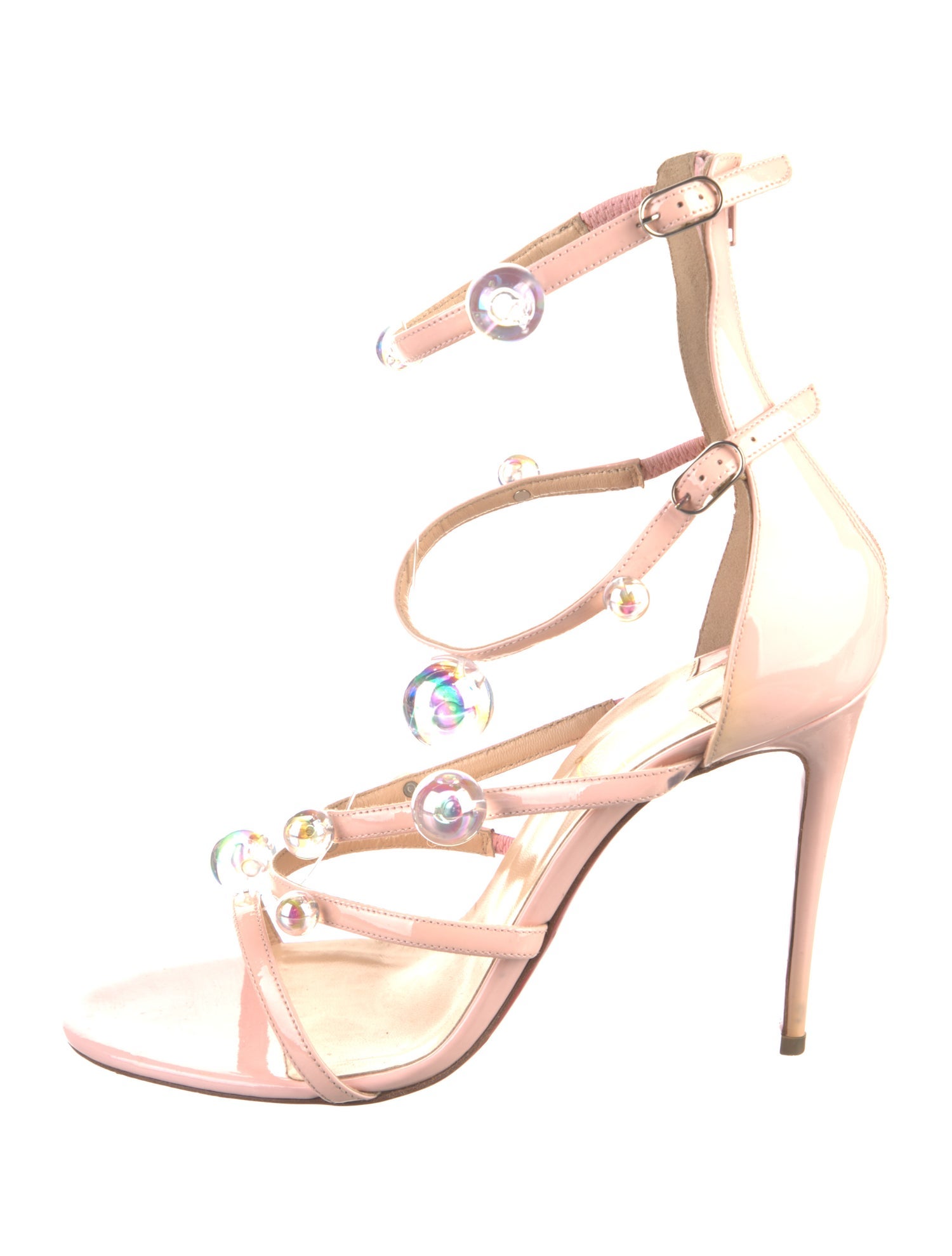 Christian Louboutin Patent Leather Beaded Accents Gladiator Sandals