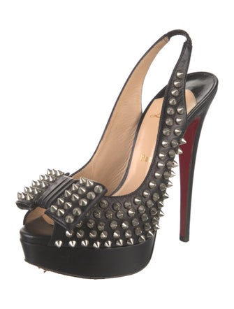 Christian Louboutin Spike Accents Leather Slingback Pumps