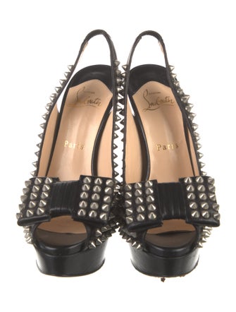 Christian Louboutin Spike Accents Leather Slingback Pumps