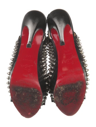 Christian Louboutin Spike Accents Leather Slingback Pumps