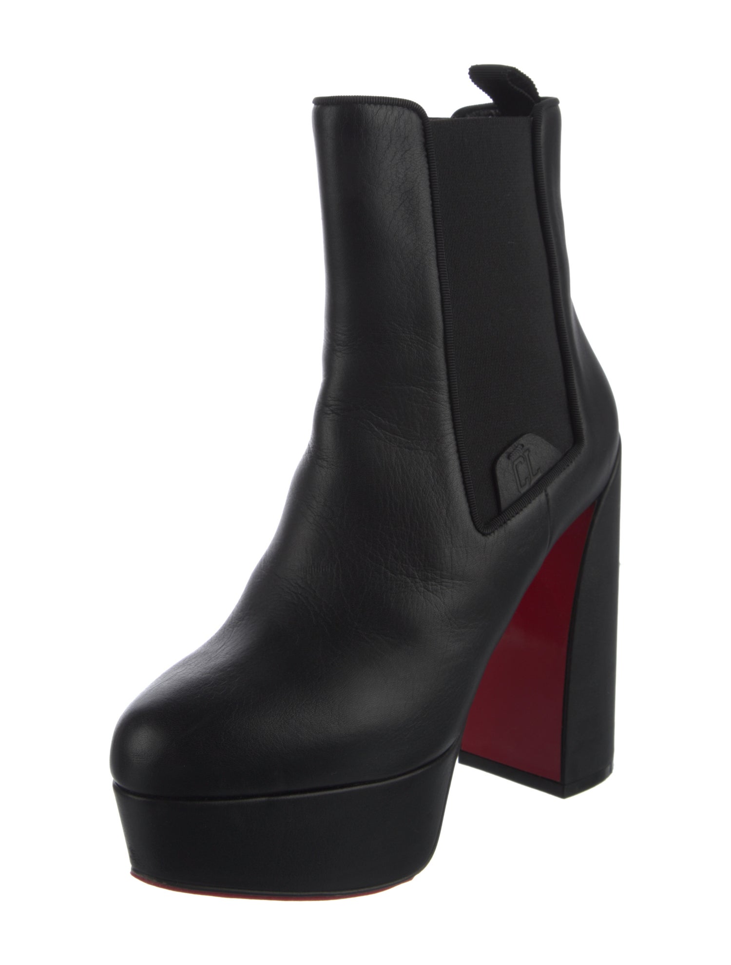 Christian Louboutin Leather Grosgrain Trim Chelsea Boots