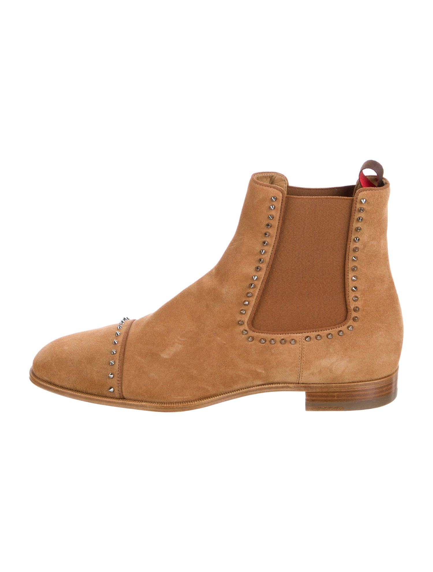Christian Louboutin Suede Studded Accents Chelsea Boots