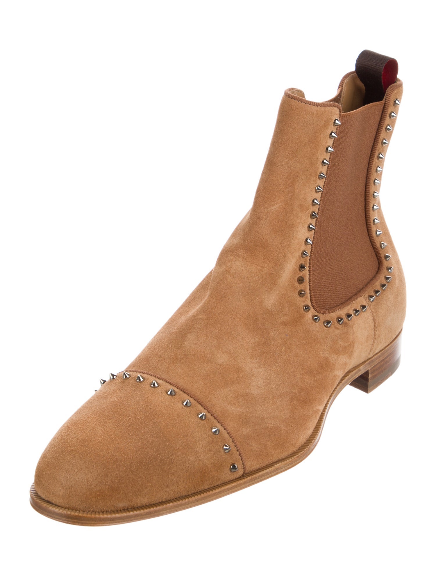 Christian Louboutin Suede Studded Accents Chelsea Boots