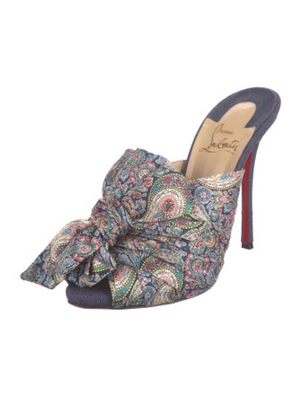 Christian Louboutin Denim Paisley Print Mules