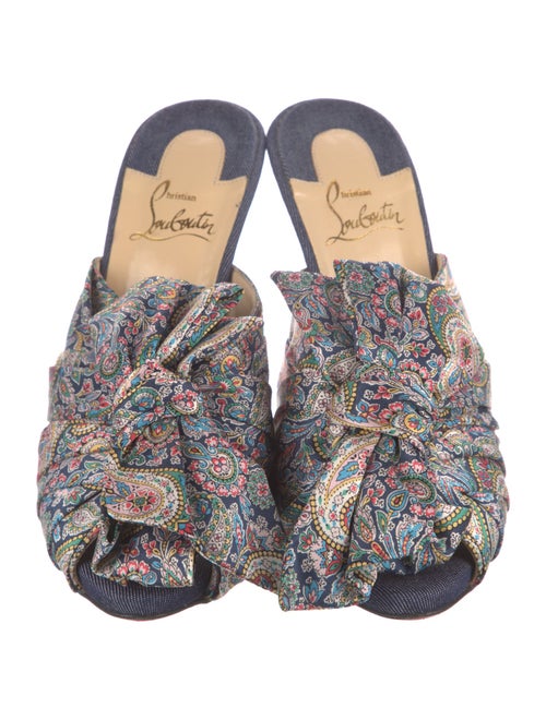 Christian Louboutin Denim Paisley Print Mules