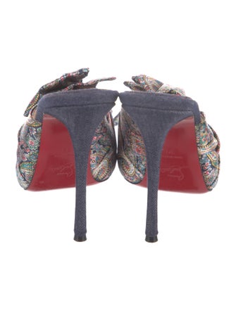 Christian Louboutin Denim Paisley Print Mules