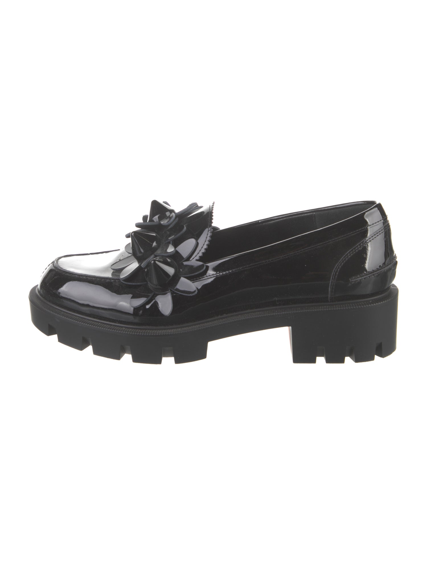 Christian Louboutin Spike Accents Patent Leather Loafers