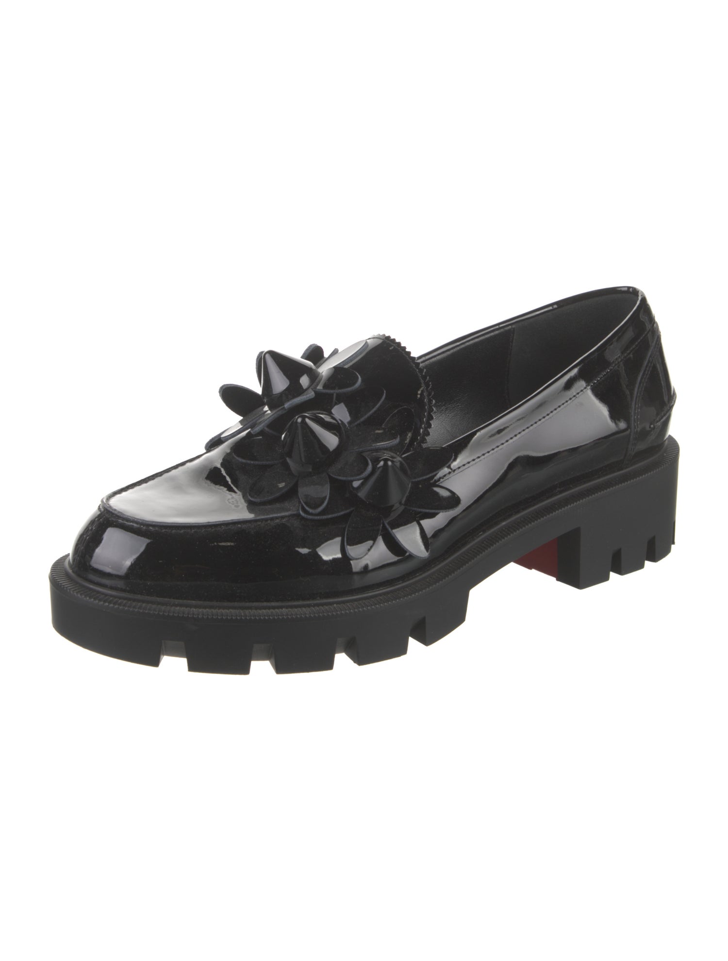 Christian Louboutin Spike Accents Patent Leather Loafers