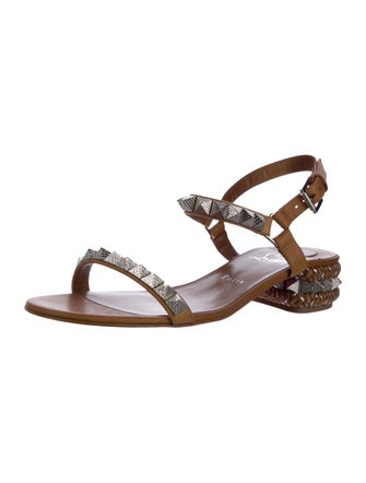 Christian Louboutin Leather Studded Accents Slingback Sandals