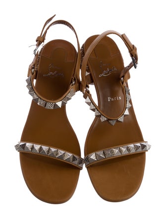 Christian Louboutin Leather Studded Accents Slingback Sandals