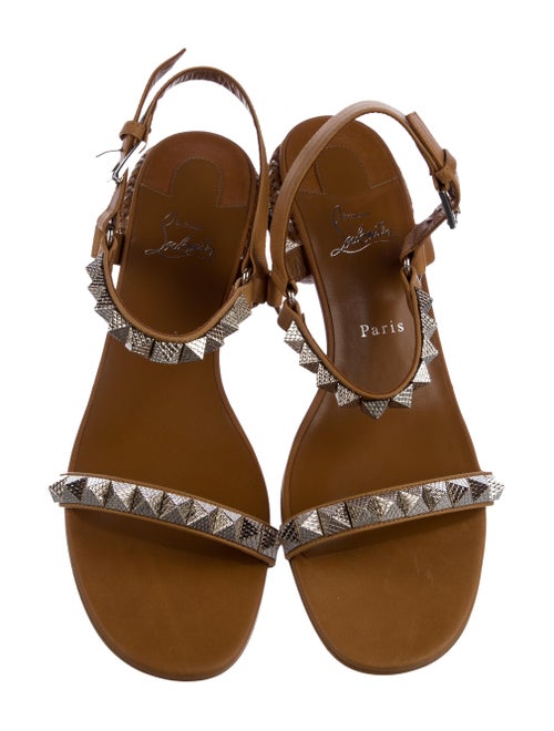 Christian Louboutin Leather Studded Accents Slingback Sandals
