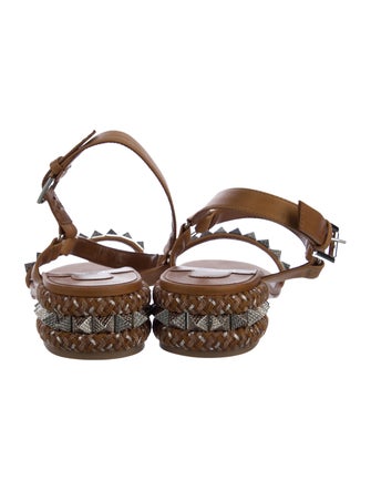 Christian Louboutin Leather Studded Accents Slingback Sandals