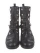 Christian Louboutin Embossed Leather Chain-Link Accents Combat Boots