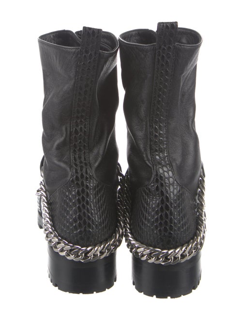 Christian Louboutin Embossed Leather Chain-Link Accents Combat Boots