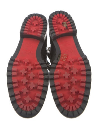 Christian Louboutin Embossed Leather Chain-Link Accents Combat Boots