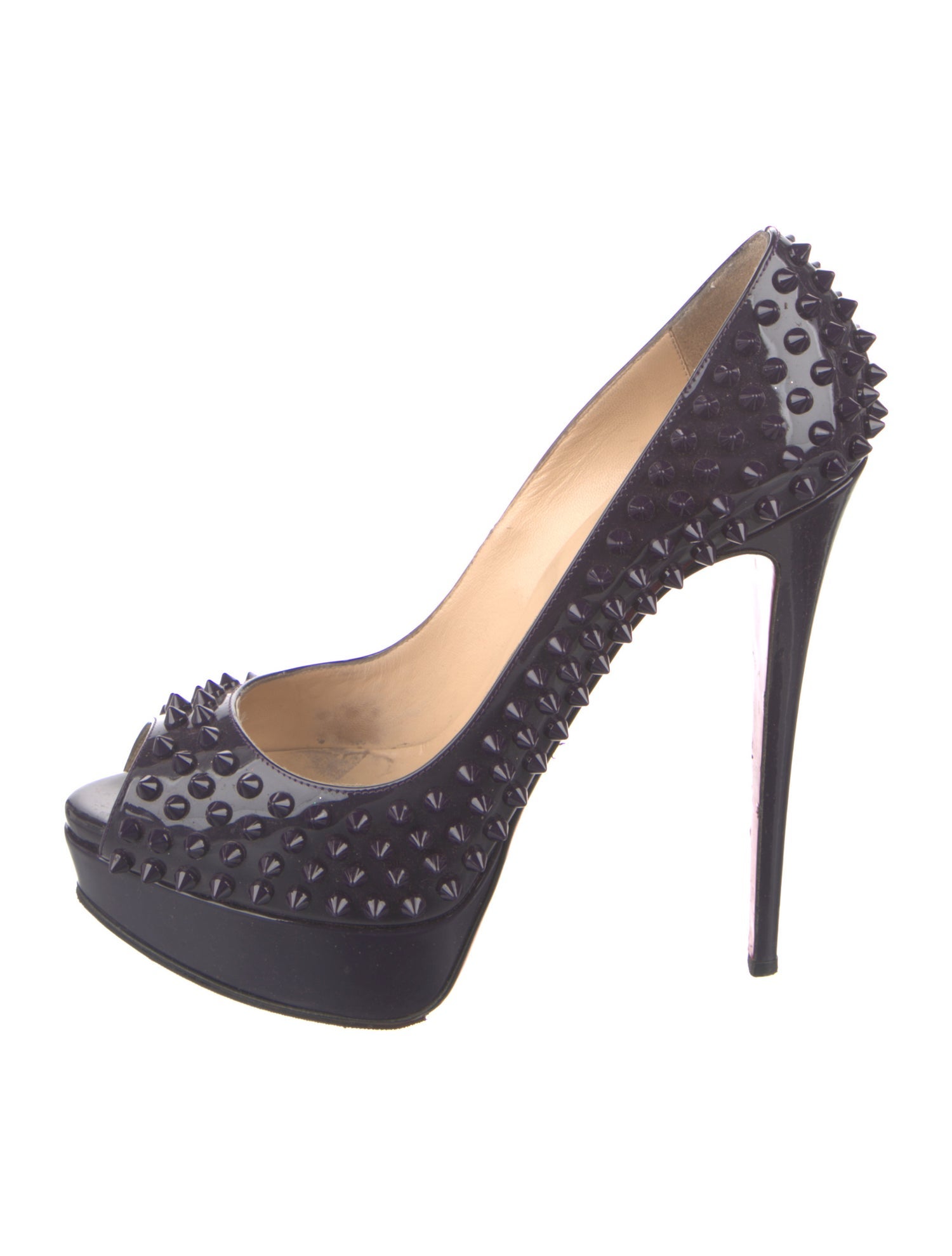 Christian Louboutin Spike Accents Patent Leather Pumps