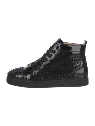 Christian Louboutin Spike Accents Patent Leather Sneakers