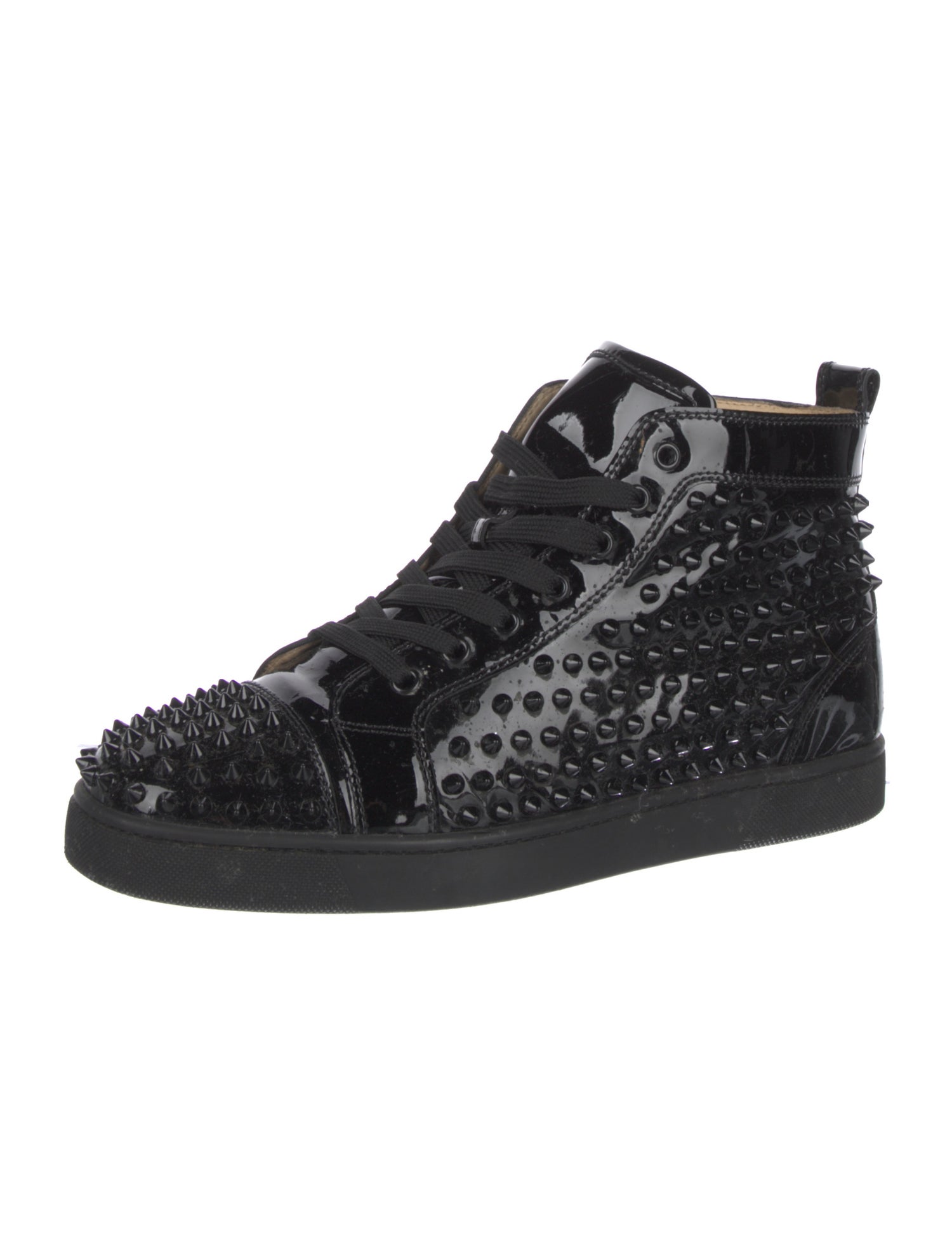 Christian Louboutin Spike Accents Patent Leather Sneakers