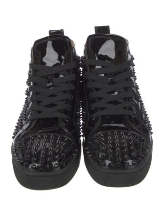 Christian Louboutin Spike Accents Patent Leather Sneakers