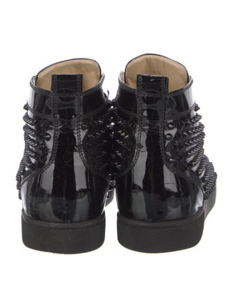 Christian Louboutin Spike Accents Patent Leather Sneakers