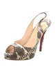 Christian Louboutin Embossed Leather Animal Print Slingback Pumps