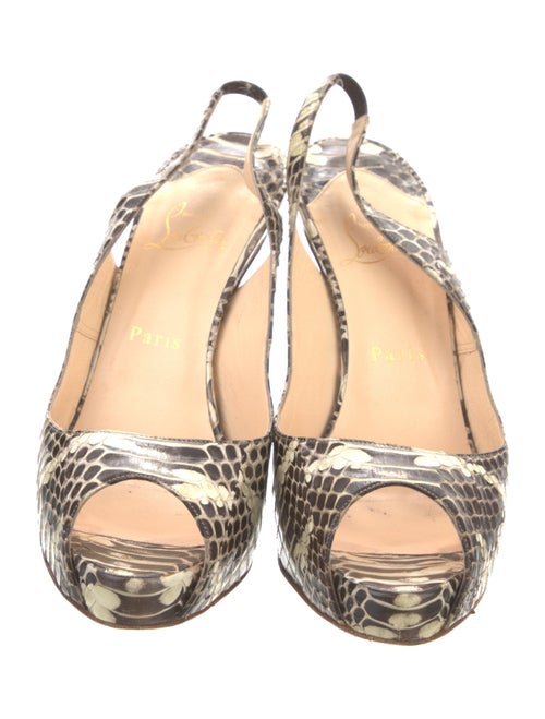 Christian Louboutin Embossed Leather Animal Print Slingback Pumps