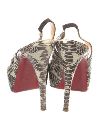 Christian Louboutin Embossed Leather Animal Print Slingback Pumps