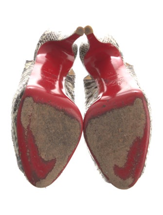 Christian Louboutin Embossed Leather Animal Print Slingback Pumps