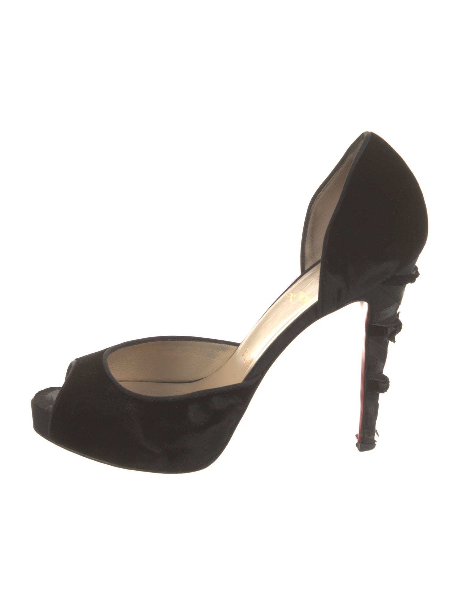 Christian Louboutin Velvet Bow Accents D'Orsay Pumps